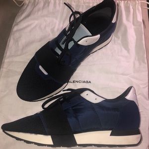 Balenciaga race runners navy and white new without tags